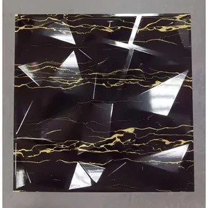 Panel de pared 3D de PVC de mármol negro brillante de alta calidad decoración de pared interior tridimensional Fácil instalación