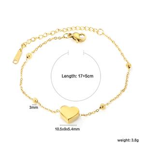 Fashion Waterproof 18k Gold Plated Heart Bracelet Couple Stainless Steel Trendy Jewelry <b>Chain</b> Bead Charm Bracelet for Women - Product Image 2