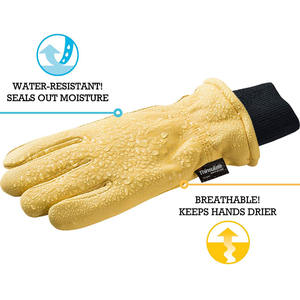 Guantes de trabajo de piel de vaca, resistentes al frío, resistentes al agua, cálidos, gruesos, con palma reforzada, para invierno - Product Image 3
