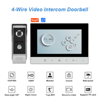 Nuevo Videoportero Inteligente con Pantalla HD de 7 Pulgadas y WIFI, 1080P, Tuya, Sistema de Intercomunicación de 4 Cables para Casa o Villa