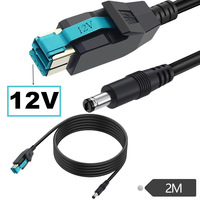 Cable USB de 8 Pines y 12V con Conector DC 5.5x2.1mm, Alta Potencia, Revestimiento de PVC, para Terminales POS y Escáneres de Código de Barras