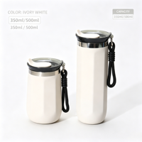 Mug isotherme personnalisé en acier inoxydable 304 à double paroi, forme octogonale, avec cordon portable, pour voyage et extérieur