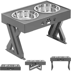 New Design Adjustable Elevated Dog Bowl Table High Dog Food Bowl Double Adjustable Elevated Raised Luxury Pet Cat Dog Bowl Stand