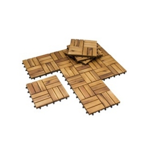 Dalles de terrasse en teck à emboîtement, revêtement de sol extérieur à clipser, design rustique, résistant à l'eau, pour patio et cour. - Product Image 1