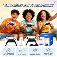Konsol Game TV 4K M15 Classic Retro PS1 PSP dengan Kontroler Nirkabel 2.4GHz, Lebih dari 20.000+ Game Gratis, Multi Bahasa, Multi Pemain