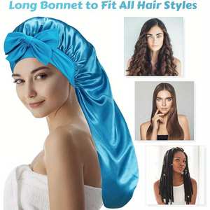<span class=keywords><strong>Bonnet</strong></span> en satin de haute qualité, best-seller, avec long lien élastique, grande taille, pour le soin des cheveux, pour dormir, à usage domestique - Product Image 2