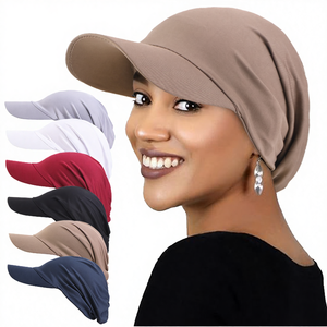 Unisex Polyester Plain Color Visor Pre-Fitted <b>Bandana</b> Outdoor Beach Sun Protection Fashion Cap with Feather - Product Image 4