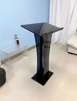 Pupitre en acrylique à base stable avec porte-bouteille, transparent, pour salons professionnels et banquets