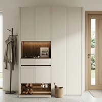 Meuble à chaussures minimaliste moderne pour entrée, gris, avec éclairage LED, sans poignées