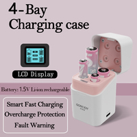 Estuche de Carga Portátil con Batería USB-C, Pantalla LCD Integrada e Iluminación LED para Baterías Recargables de Iones de Litio AA AAA de 1.2V y 1.5V