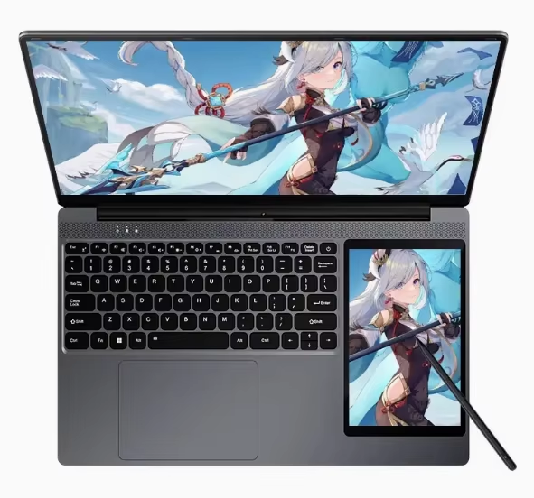 Double Screen Laptop 15.6inch + 7Inch N100 Touchscreen 32GB Ram 512GB SSD Business Dual Screen Cheap Laptops 11th 12th Gen