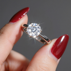 Anello di Fidanzamento all'Ingrosso con Diamante Moissanite Certificato GRA 1CT VVS, Argento Sterling 925 Placcato Oro Bianco 14K per Donne - Product Image 3