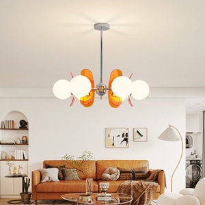 Lampe suspendue de salon <span class=keywords><strong>pour</strong></span> maison moderne avec lustres <span class=keywords><strong>globe</strong></span> en métal marron Lampes suspendues en <span class=keywords><strong>verre</strong></span> blanc LED disponibles en tailles moyennes - Product Image 2