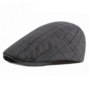 <b>Mens</b> Striped Plaid Newsboy Hats <b>Men's</b> Cotton <b>Flat</b> Hat Adjustable Irish Cabbie Driving Hunting <b>Cap</b> - Product Image 1