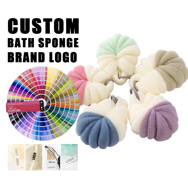 Customized Logo Shower Massager Soft Bath Brushes Sponges Scrubbers Loofah Mesh Sponges