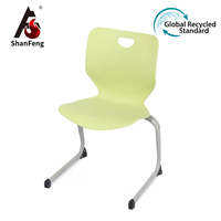 Chaise d'étude moderne en plastique vert pour étudiants, idéale pour restaurant, coque en PP durable moulée par injection monobloc