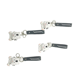 Porte-clés personnalisable en silicone et acier inoxydable, motif tigre blanc 3D, avec dragonne et pendentif de sac, éco-responsable - Product Image 4