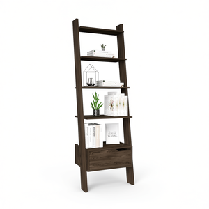 DEPOT E-SHOP Libreria Kobe a Scala in Noce Scuro con 5 Ripiani e 1 Cassetto, Arredamento per Soggiorno - Product Image 1