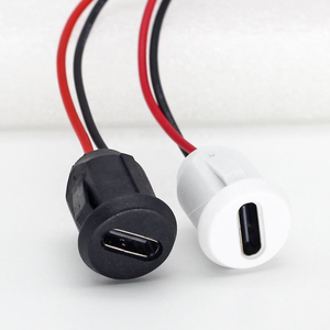 สายชาร์จ USB-C ตัวเมีย แบบกันน้ำ หุ้มด้วย PVC พร้อมขั้วต่อ JST PH2.0 แบบ 2 ขา สายเปิด สำหรับติดตั้งบนแผงแบบ Snap-in - Product Image 1