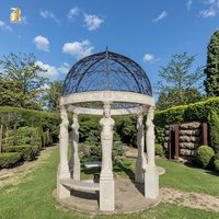 Gazebo extérieur en pierre de marbre de jardin de style grec avec statue de figure pour la décoration