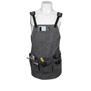 Delantal de lona para herramientas con múltiples bolsillos para electricistas, traje de trabajo, diseño con correa para el hombro, color lodoso - Product Image 2