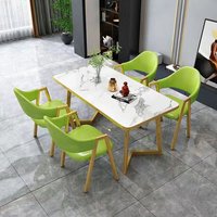 Ensemble de table basse rectangulaire de style nordique, luxe léger, et combinaison de chaises de salle à manger simples pour petite famille, idéal pour le thé et le lait, ensemble pré-assemblé.