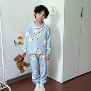 Nouveaux ensembles de pyjamas pour enfants les plus vendus - Pulls d'hiver en flanelle pour garçons et filles avec doublure en <span class=keywords><strong>polaire</strong></span> et pyjamas épaissis - Product Image 2