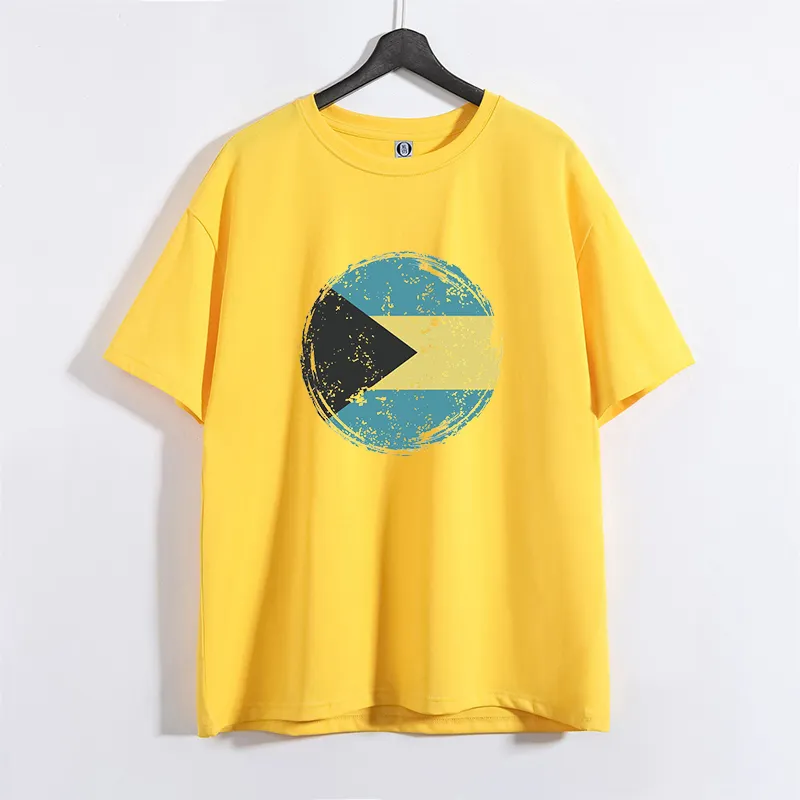 210 Gram T-shirt Export Jobbers Custom Logo Unisex Korte Mouw Bahamian Vlag Tshirt Luxe Designer Bahamas Vlag T-shirt