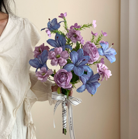 Buket Bunga Peony Buatan Prancis untuk Ruang Tamu, Vas Rangkaian Bunga Buatan Tangan, Dekorasi Bunga Palsu untuk Foto Wisuda, Ornamen