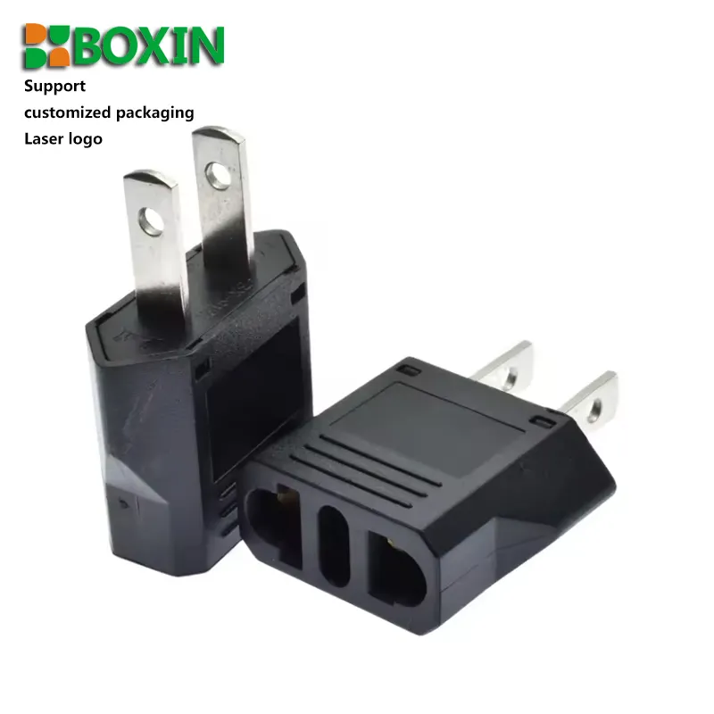 EU to US plug adapter 6A250V round 2pins convert to flat 2 pins power electric plug white CE certificate America plug charge