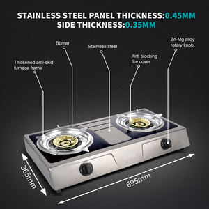 Stella vincente ST-9654 accendisigari valvole piano cottura in acciaio inox apparecchio da cucina a <span class=keywords><strong>Gas</strong></span> due fornelli fornello - Product Image 3