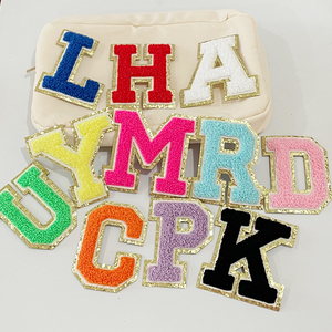 8CM A-Z ferro sulle lettere lettera di ciniglia borse fai da te abbigliamento asciugamano glitterato lettere dell'alfabeto ferro su toppa di ciniglia per uomo donna - Product Image 3