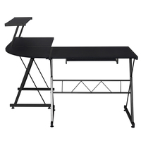 Bureau de jeu d'angle moderne en forme de L, table d'ordinateur, bureau d'angle de jeu, table avec étagère, tiroirs de clavier