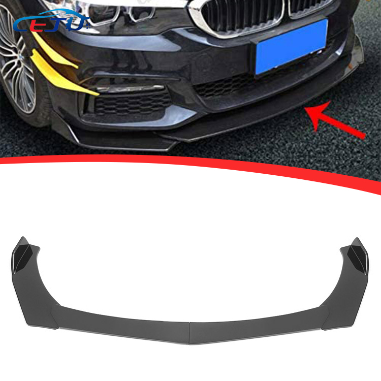 Glossy Black ABS Universal Car Exterior Accessories Body Kits Auto Parts Tuning Front Bumper Spoiler Chin Lip Splitter Extension