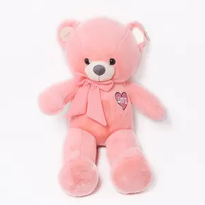 Animales de peluche juguetes suaves oso de peluche bonito regalo Rosa oso de peluche gigante con pajarita y bordado