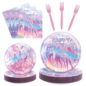 Ensemble de vaisselle pour fête d'<span class=keywords><strong>anniversaire</strong></span> sur le thème de la musique K-pop « Demon Hunter », décoration de gâteau en dentelle Hunter Kremi, fournitures pour fête de bébé - Product Image 1