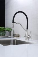 Robinet de cuisine moderne en acier inoxydable avec filtre à eau pour hôtels et hôpitaux, double poignée chaud/froid, cartouche céramique, pour une eau pure