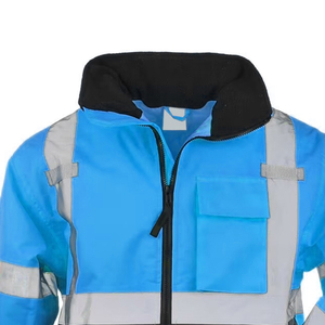 High Visibility Safety Jacket with Reflective Strips <b>Waterproof</b> Heavy Duty <b>Work</b> Jacket - Product Image 4