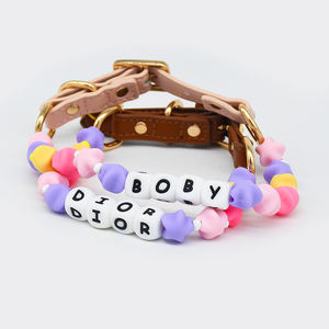 Collar de Dijes Personalizado de PVC para Mascotas Hecho a Mano con Cuentas y Placa de Nombre, Accesorios de Joyería Elegantes para Perro al por Mayor - Product Image 3