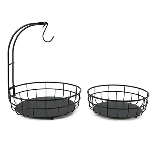 Panier à fruits en fil métallique à 2 niveaux, moderne, circulaire, détachable, avec poignée écologique, idéal pour les comptoirs de cuisine et de salle de bain – Vente directe usine - Product Image 3