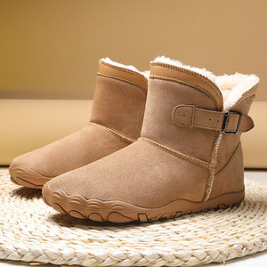 Bottes d'hiver unisexes, bottines à bout rond en daim synthétique, doublure en fourrure, semelle extérieure en caoutchouc antidérapante, semelle intermédiaire en EVA chaude - Product Image 1