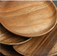Assiette jetable ronde en bois de noyer massif avec motif végétal, couleur et logo personnalisés pour les fêtes et le service