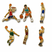 Épinglette en émail personnalisée pour joueur de basketball, motif de coup de panier, badge métallique, broche, cadeau pour fan de sport, vente en gros, épinglette de revers