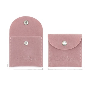 Bracelet Packing Pendant Necklace Packaging Custom Velvet Jewelry Pouch Bag with Button - Product Image 4