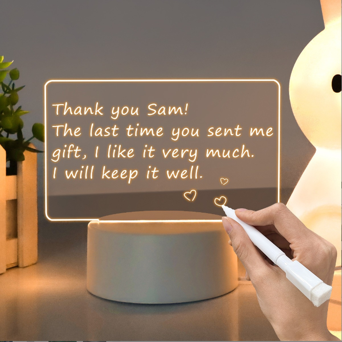 Modern Pen Creative LED DIY Handwriting Small 3D Acrylic Blank Erasable Rewritable Luminous Message Note Board Night Smart Light