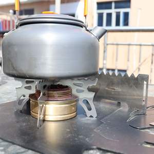 เตาแอลกอฮอล์แบบพกพาสำหรับใช้งานกลางแจ้ง พร้อมขาตั้งสแตนเลส ทนทาน ใช้เชื้อเพลิงแข็ง เหมาะสำหรับตั้งแคมป์ ดีไซน์เรียบง่าย น้ำหนักเบา พับเก็บได้ - Product Image 3