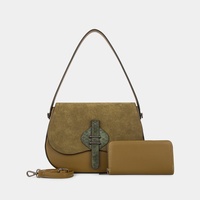 Sac bandoulière 2-en-1 en faux daim style vintage avec boucle mors de cheval BAGCO 2026 pour femme – Vente en gros