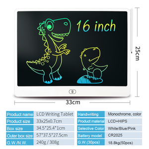 <span class=keywords><strong>Tablette</strong></span> d'écriture LCD 16 pouces, planche à <span class=keywords><strong>dessin</strong></span> numérique, bloc-notes effaçable, <span class=keywords><strong>tablette</strong></span> d'écriture électronique portable pour enfants et bureau - Product Image 2