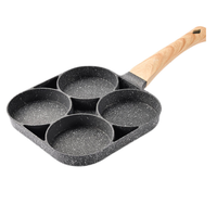 Wajan Omelet Anti Lengket Desain Modern Ramah Lingkungan, Panci Masak Dapur Empat Lubang, Wajan Penggorengan Dasar Rata Anti Lengket untuk Telur dan Pangsit