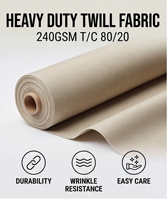 Tissu sergé tissé T/C 80/20 pour blouses médicales, uniformes d'hôpital, vestes de chef, respirant, 240g, polyester coton, OEKO-TEX